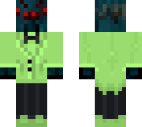 green spider in a suit