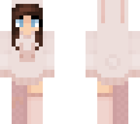 brunette girl in pink bunny outfit