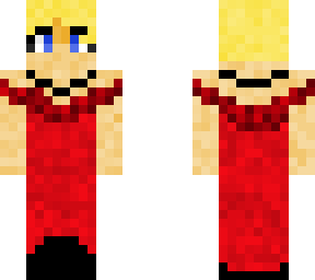 girl-blonde hair/bun-red dress