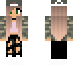 camo girl w/ dark green eyes and light pink top