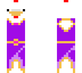 chicken in a purple dress