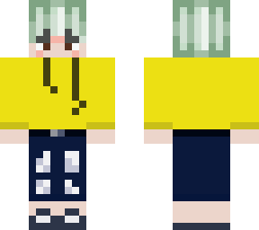 green hair boy with yellow shirt