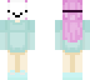 pink haired girl in blue hoodie with smile mask