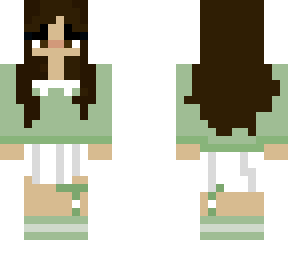 sage green e girl with black hair