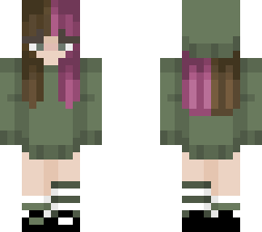 green sweater with a beanie :)