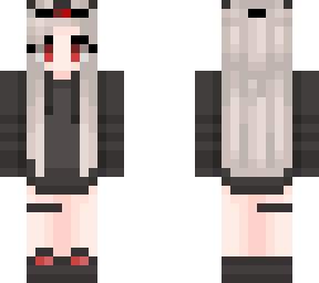 gril with black/red crown | white hair, black hoodie