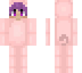 purple boy in a pink pig onesie