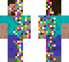 rainbow glitched out steve fixup skin