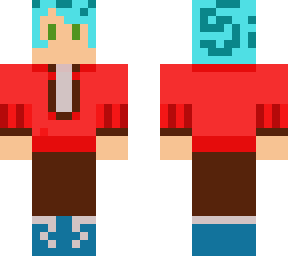 red coat blue hair