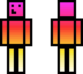 pink to red to yellow with black border and smile