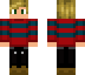 red and blue sweater