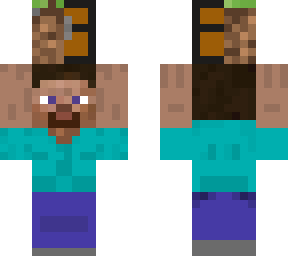 steve holding half grass half chest