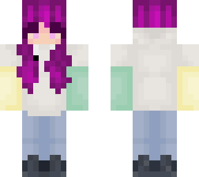 first skin - purple hair hoodie