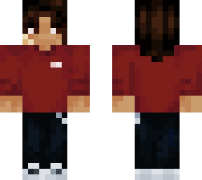 person with red shirt and black jeans with chain and bandage
