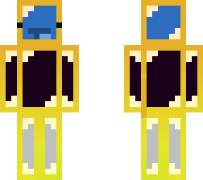 rich noob with gold frame, diamond head, netherite chest and iron legs