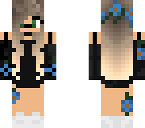 black and blue flower dog girl skin