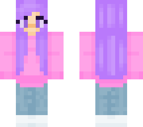 purple girl with pink hoodie