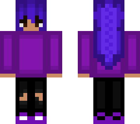 blue haired purpled girl