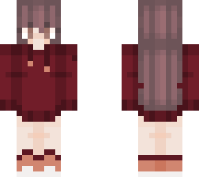 girl brown hair red pullover