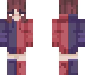 half purple half pink girl