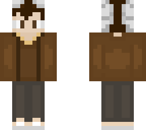 long dark hair horns brown jacket