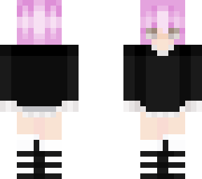 pink hair girl with a oversized black shirt