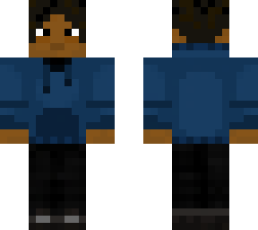 brown skin blue sweater