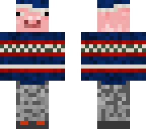 blue pig with sweater