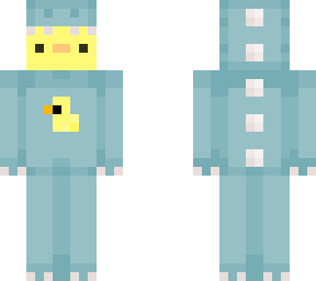 duck in a blue dino uniform