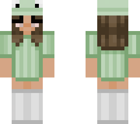 girl with frog hat and stripy shirt