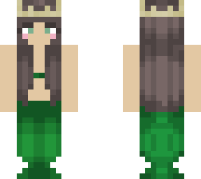 mermid with crown green tail brown hair girl