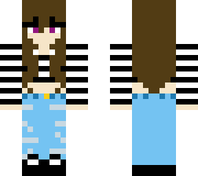 long haired girl with striped shirt