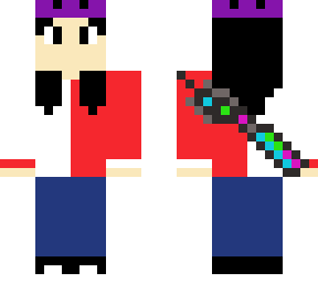 my sister's minecraft skin with her swords (last time i didnt added it)