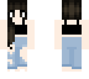 girl with black tank top with ripped jeans