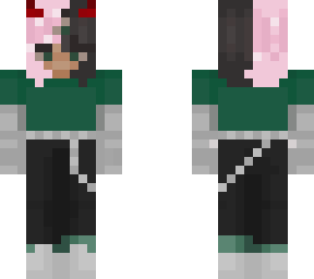 skater girl edit w/ short split dye hair, 3rd eye, demon horns