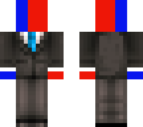 red and blue with suit