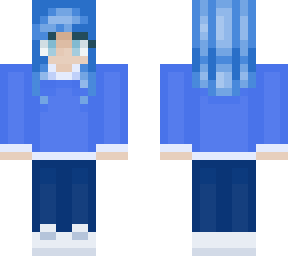 school girl w/ pencil (theme: blue)