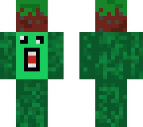 weird grass block head person