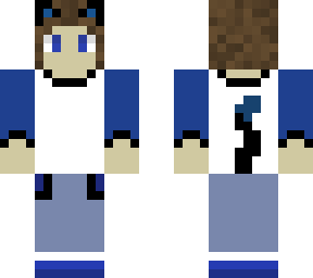 werewolf boy with white and blue shirt and socks
