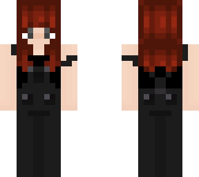girl with gray overalls and red hair