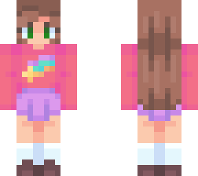 girl with green eyes and pink jumper