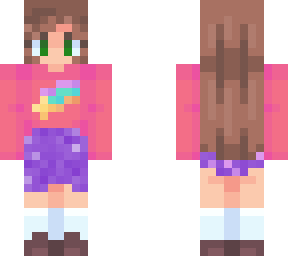 girl with green eyes and pink jumper