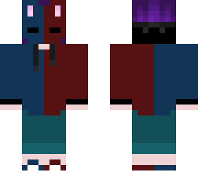 guy with a bunny mask and purple hair