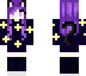 stars hoodie dress w/cat ears and tail