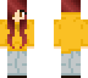yellow hoodie girl with red hair