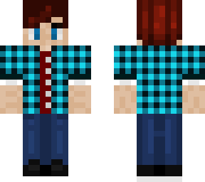 blue plad shirt!