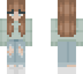 girl with brown hair and a green sweater.