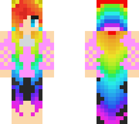 rainbow hair girl (pink shirt)