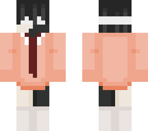 boy with pink shirt, a tie, and socks (the boy is half enderman half human)