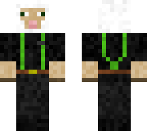 sheep in black suit green overalls